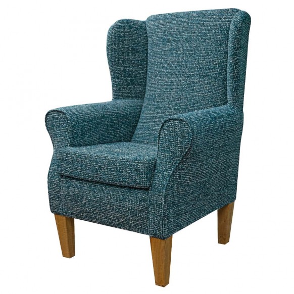 Standard Wingback Fireside Chair in Holborn Teal Heavy Boucle Fabric