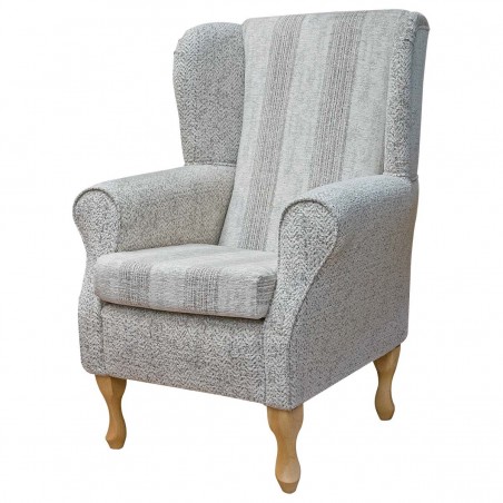 Standard Wingback Chair in Abbey Wood Stone Herringbone & Stripe Fabric | Beaumont