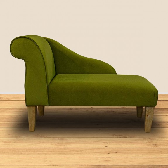 Mini Chaise Longue in a Malta Grass Deluxe Velvet Fabric | Beaumont