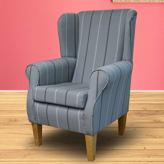 Standard Wingback Chair in Quattro Dove Stripe Fabric QUA2117 | Beaumont
