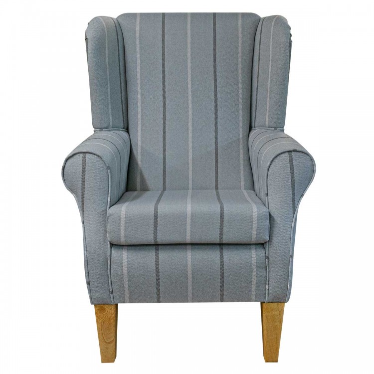 Standard Wingback Chair in Quattro Dove Stripe Fabric QUA2117 | Beaumont