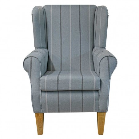 Standard Wingback Chair in Quattro Dove Stripe Fabric QUA2117 | Beaumont