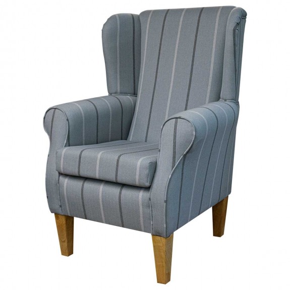 Standard Wingback Fireside Chair in Quattro Dove Stripe Fabric