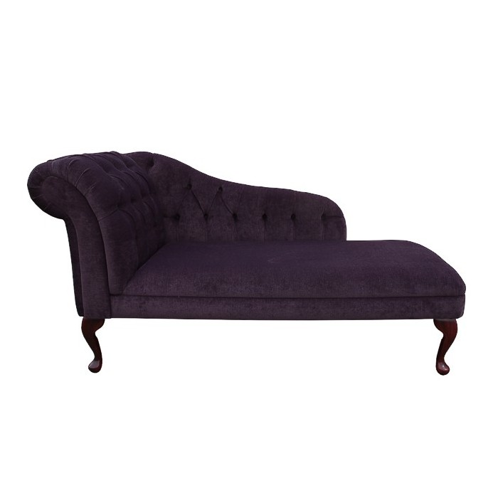 Buttoned Chaise Longue in a Heather Purple Fabric
