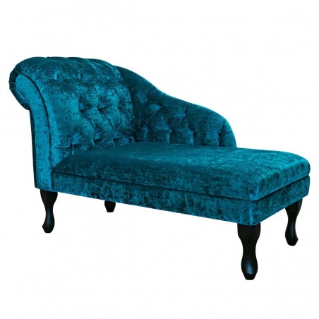 Medium Chaise Longue in Pastiche Crush Slub Teal Fabric SR18025 | Beaumont