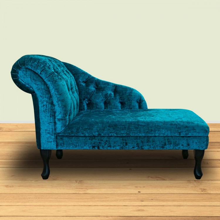 Medium Chaise Longue in Pastiche Crush Slub Teal Fabric SR18025 | Beaumont