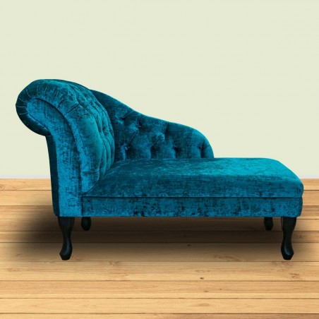 Medium Chaise Longue in Pastiche Crush Slub Teal Fabric SR18025 | Beaumont