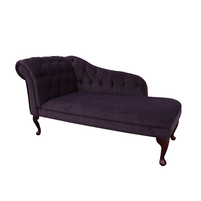 56" Buttoned Classic Style Chaise Longue in a Heather / Purple Pimlico Fabric - 16161