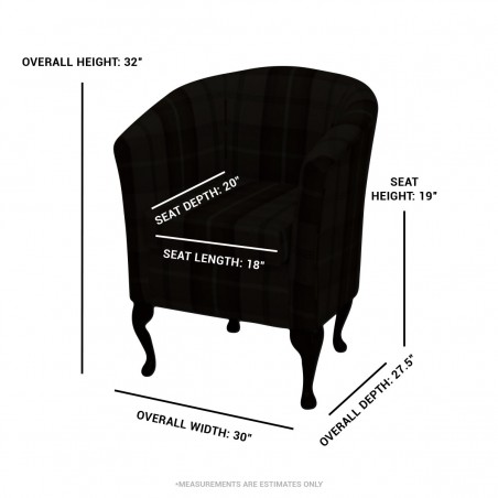charcoal grey tub chair dimensions