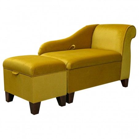 Extension Ottoman in Malta Gold Luxury Velvet Fabric | Beaumont