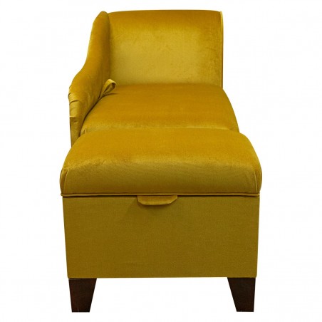 Extension Ottoman in Malta Gold Luxury Velvet Fabric | Beaumont