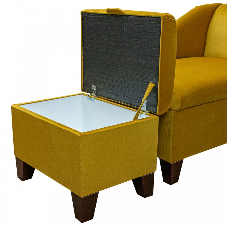 Extension Ottoman in Malta Gold Luxury Velvet Fabric | Beaumont