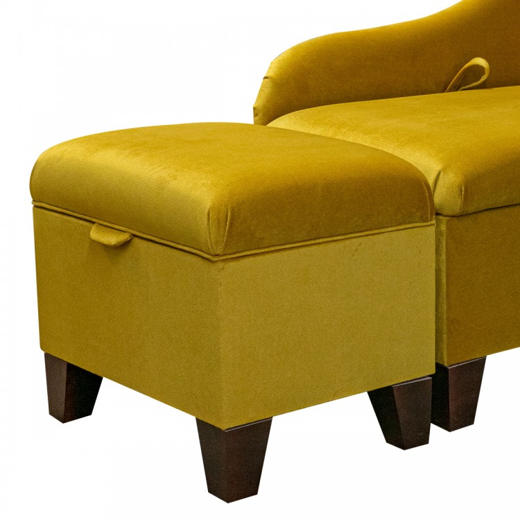 Extension Ottoman in Malta Gold Luxury Velvet Fabric | Beaumont