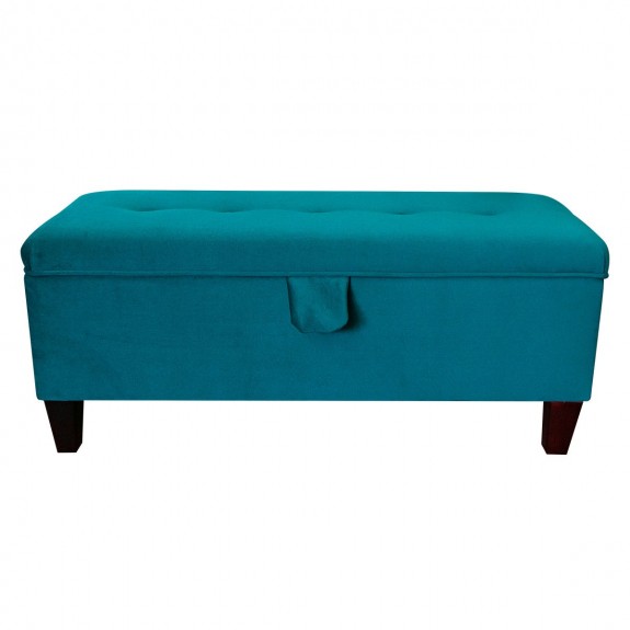 Buttoned Storage Bench in Malta Peacock Luxury Velvet Fabric