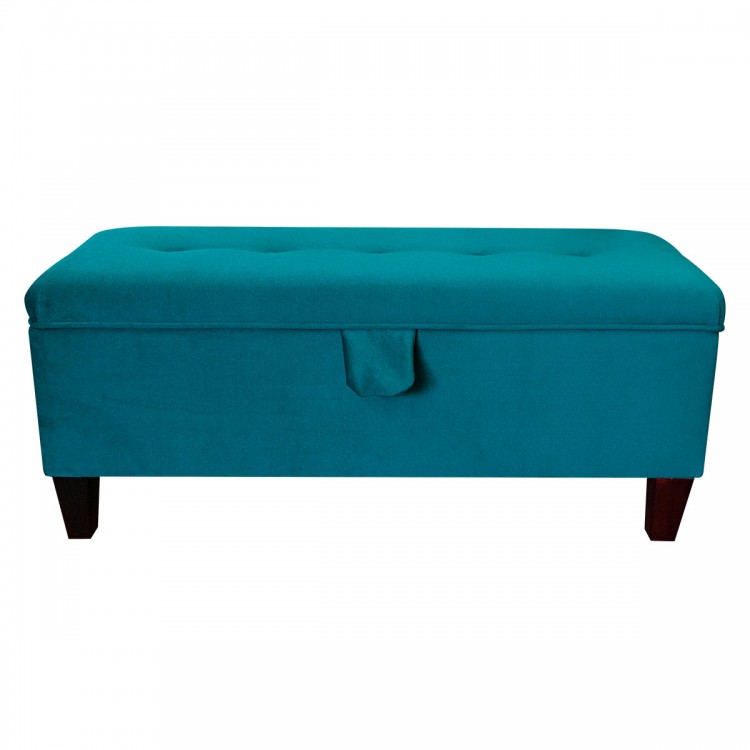 Handmade Storage Bench in Malta Peacock Luxury Velvet Fabric | Beaumont