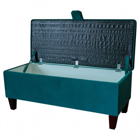 Handmade Storage Bench in Malta Peacock Luxury Velvet Fabric | Beaumont