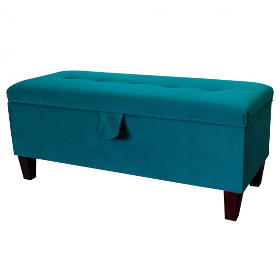 Handmade Storage Bench in Malta Peacock Luxury Velvet Fabric | Beaumont