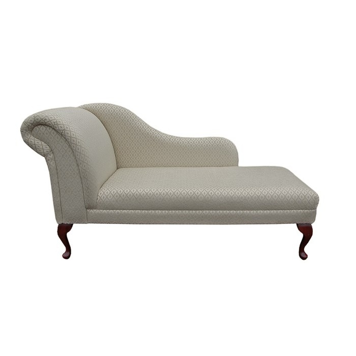 60" Classic Style Chaise Longue in a Gold Trellis Fabric - 17080
