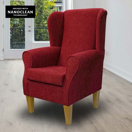 Standard Wingback Chair in Finesse Claret Easyclean Cotton Fabric | Beaumont