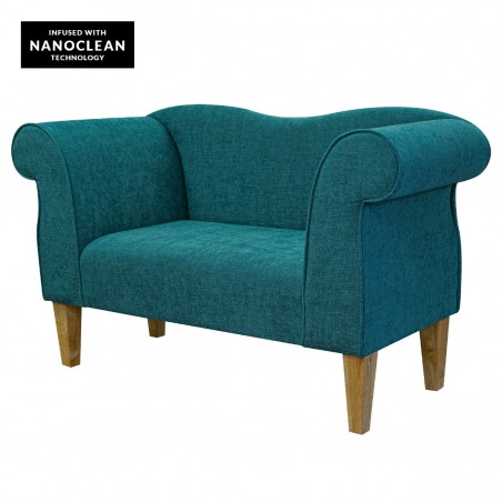 Small Chaise Sofa in Finesse Teal Easyclean Cotton Fabric | Beaumont