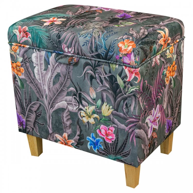 Tall Storage Ottoman in Maestro Ribera Fabric MAE3365 | Beaumont