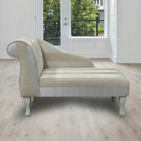 Mini Chaise Longue in a Woburn Gold Stripe Fabric SR17060 | Beaumont