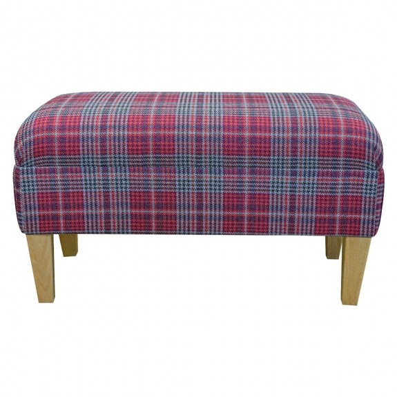 Medium Bench Footstool in Bologna Tartan Port Fabric