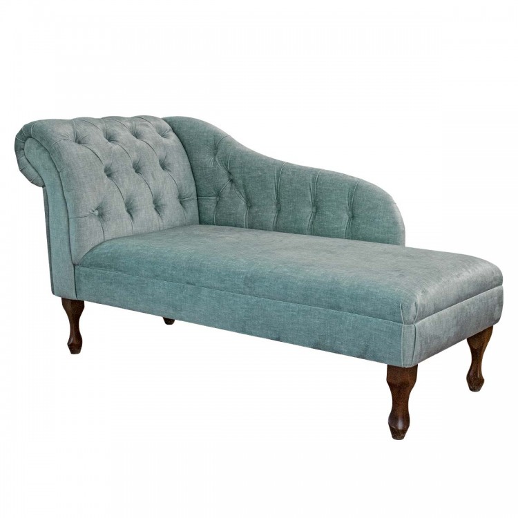 Chaise Longue in Raffles Duck Egg Velvet Fabric SR16305 | Beaumont