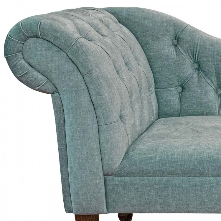 Chaise Longue in Raffles Duck Egg Velvet Fabric SR16305 | Beaumont