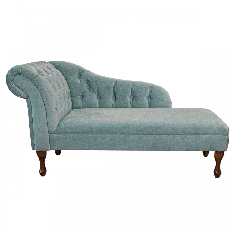 Chaise Longue in Raffles Duck Egg Velvet Fabric SR16305 | Beaumont