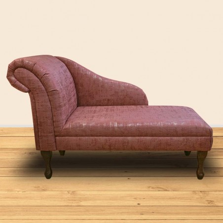 Medium Chaise Longue in Seville Fuchsia & Brushed Gold Fabric | Beaumont