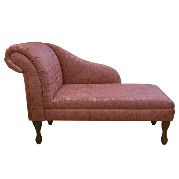 45" Medium Chaise Longue in Seville Fuchsia & Brushed Gold Fabric