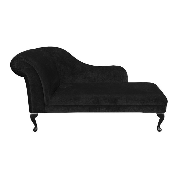 60" Classic Style Chaise Longue in a Noir / Black Pimlico Fabric - 16023