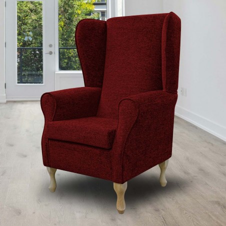 Large High Back Chair in Fontana Ruby Retro Swirl Fabric | Beaumont