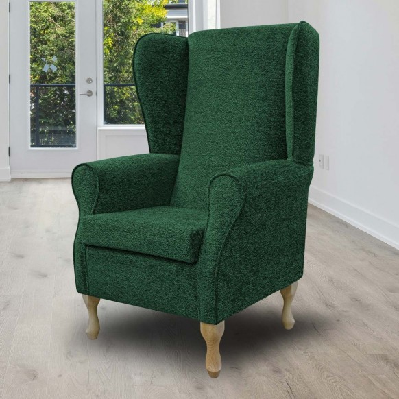 Large High Back Chair in Fontana Emerald Retro Swirl Fabric | Beaumont