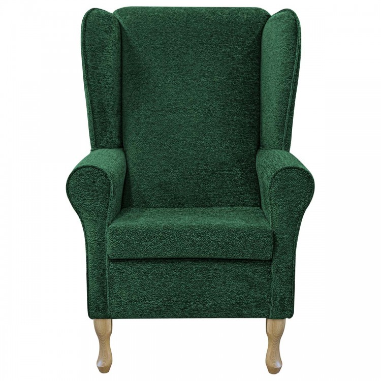 Large High Back Chair in Fontana Emerald Retro Swirl Fabric | Beaumont