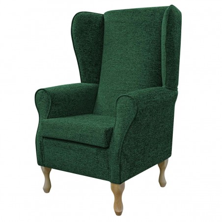 Large High Back Chair in Fontana Emerald Retro Swirl Fabric | Beaumont