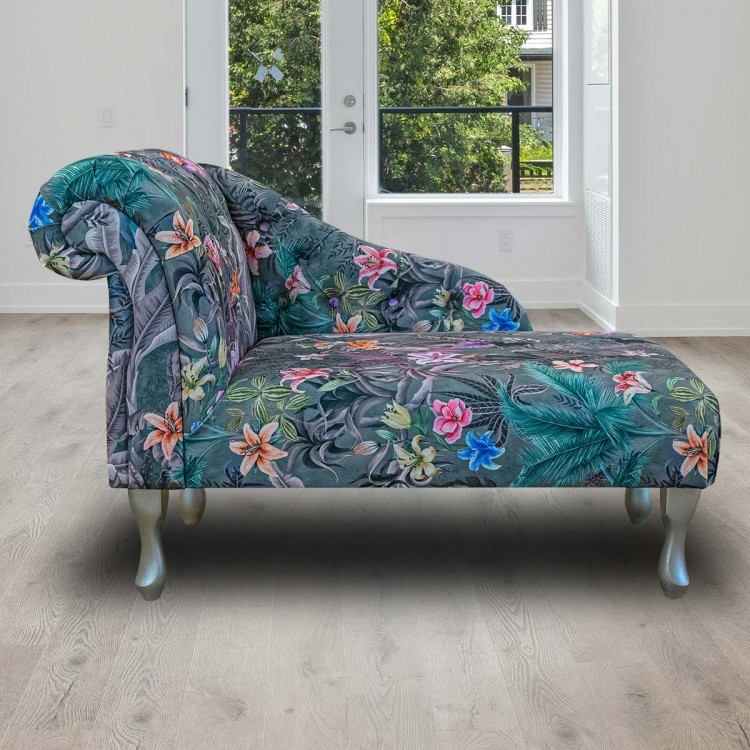 Mini Chaise Longue in Maestro Ribera Grey Fabric MAE3365 | Beaumont