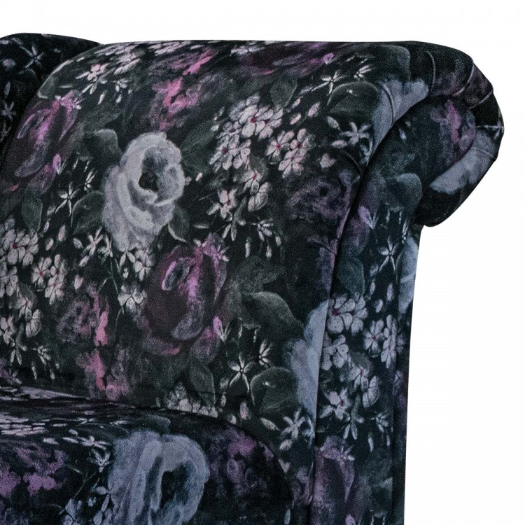 Large Chaise Longue in Prints Blossom Aubergine Fabric  | Beaumont