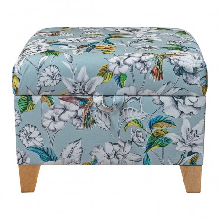 Square Storage Pouffe in Hummingbird Duck Egg Fabric MAE3376 | Beaumont
