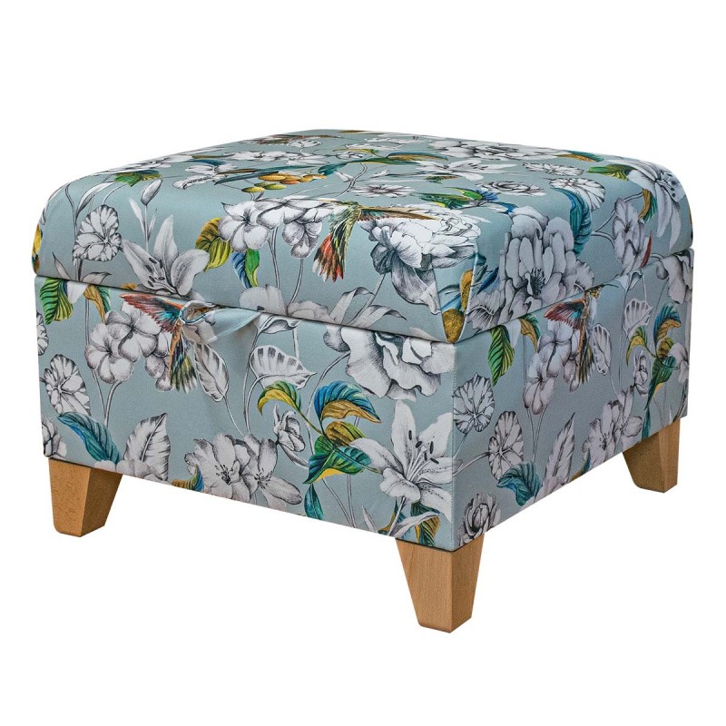 Square Storage Pouffe in Hummingbird Duck Egg Fabric MAE3376 | Beaumont