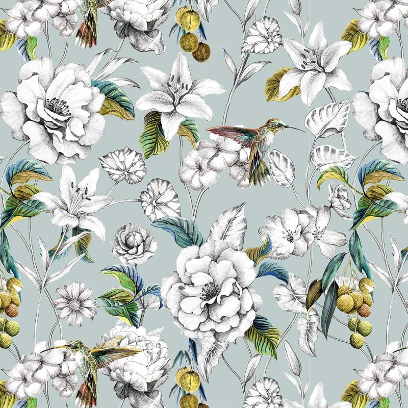 Square Storage Pouffe in Hummingbird Duck Egg Fabric MAE3376 | Beaumont