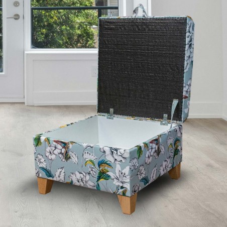 Square Storage Pouffe in Hummingbird Duck Egg Fabric MAE3376 | Beaumont