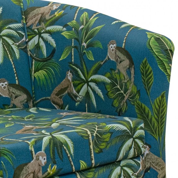Designer Tub Chair in Monkey Teal 100% Cotton Fabric
