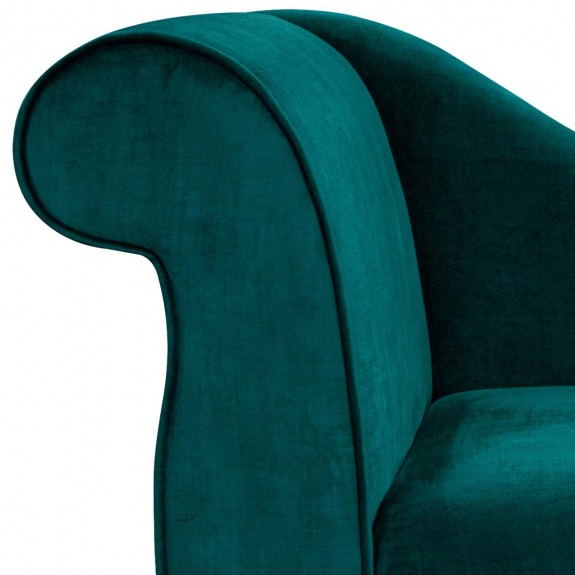36" Compact Chaise Longue in Ombra Teal Shadow Velvet Fabric