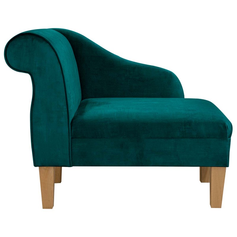 Chaise Longue in Ombra Teal Shadow Velvet Fabric | Beaumont