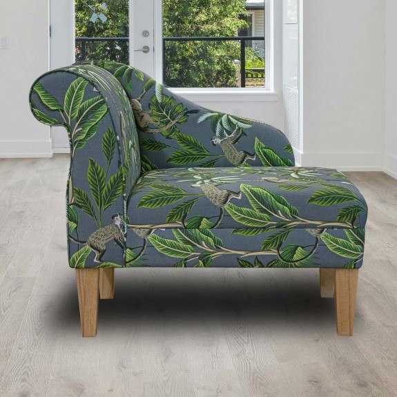 Chaise Longue in Fryetts Monkey Grey Fabric | Beaumont