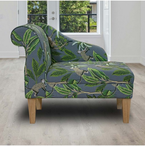 Chaise Longue in Fryetts Monkey Grey Fabric | Beaumont