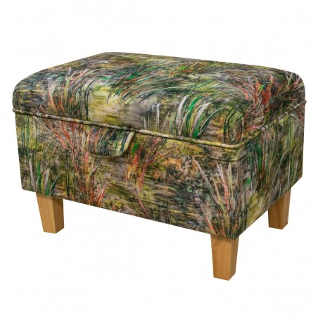 Storage Stool, Ottoman Box in Maestro Mir Green Fabric | Beaumont