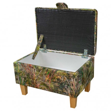 Storage Stool, Ottoman Box in Maestro Mir Green Fabric | Beaumont